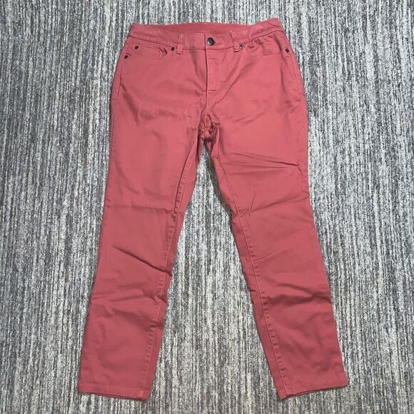 Christopher & Banks Womens 6 Signature Slimming Straight Leg Pants Coral Stretch - Picture 1 of 8